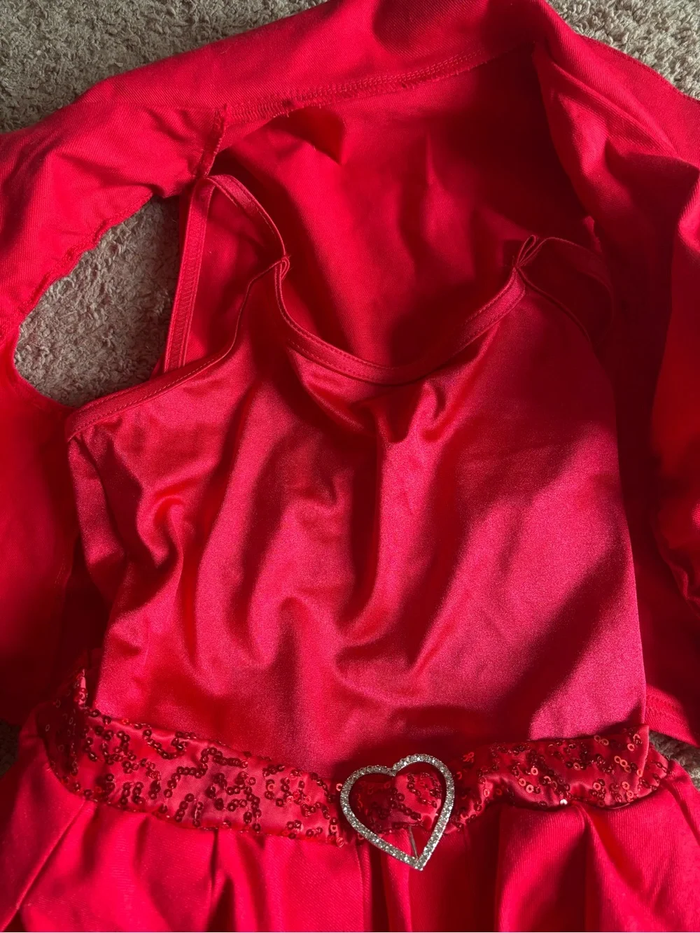 Weissman Red Sequin Heart Dance Costume